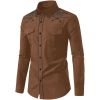 Mens Western Cowboy Shirt Casual Button Down Long Sleeve Embroidered Shirts