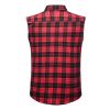 Mens Casual Plaid Snap Shirt Sleeveless with Pocket